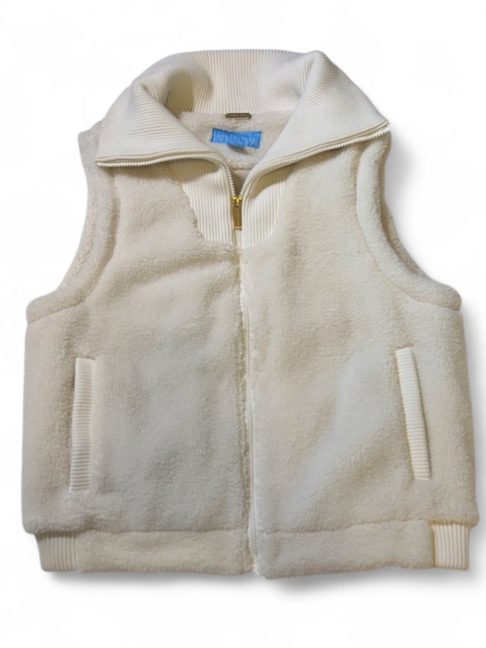 Draper James Cream Sherpa Zip-Front Women’s Vest